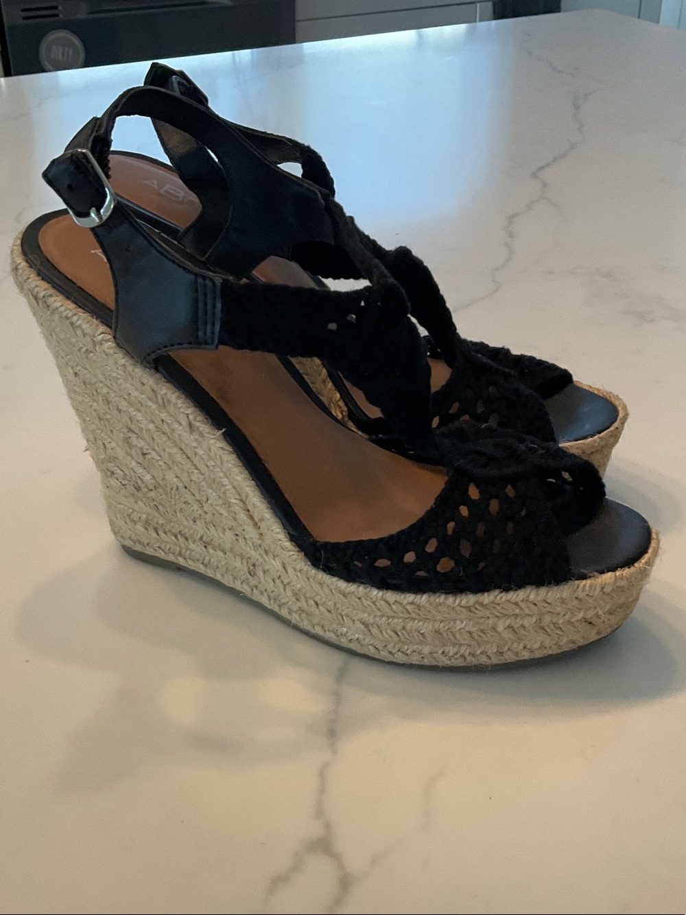 Abound Black Woven Espadrille Wedge Sandals